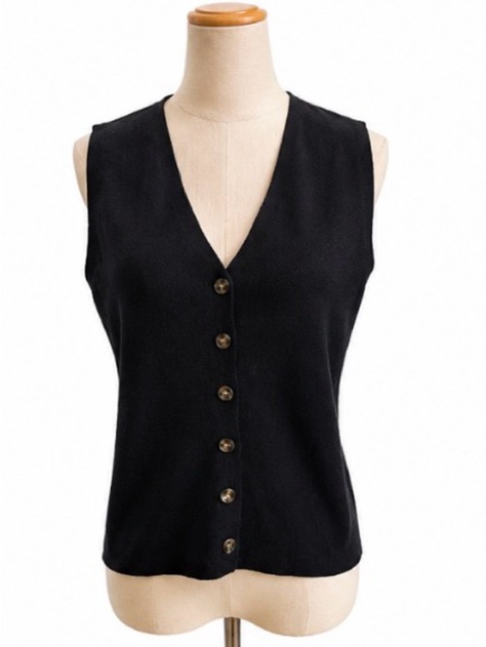 Joie NWT Black Button Front Knit Vest Size Medium